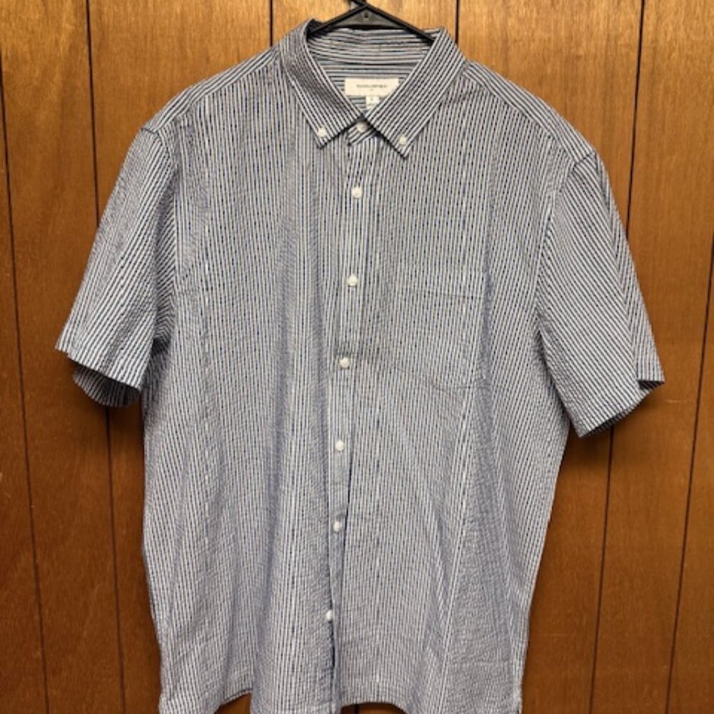 Seersucker Banana Republic Shirt Standard Fit Short Sleeve